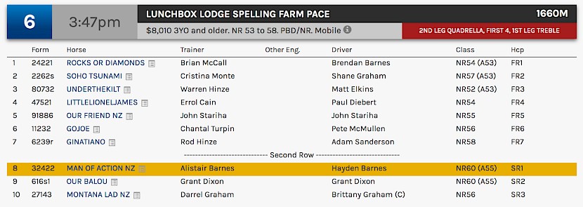 Man Of Action races at 6.47pm NZ time at Albion Park on Tuesday.