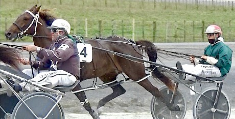 Hilary Barry travelling strongly for driver Zachary Butcher as Tony Herlihy takes off on winner Delightful Catherine..