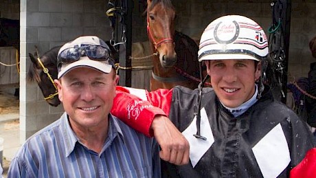 Trainer Robert Dunn, with son John who drove Onedin Reign.