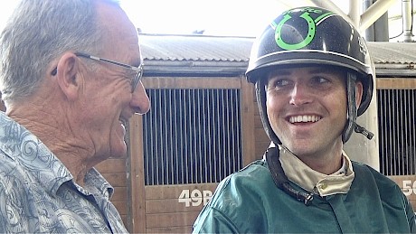 Trainer Ray Green with driver Andre Poutama, who pilots Sir Tiger on Friday night.