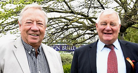 Ian Middleton, right, and Lincoln Farms’ boss John Street … partners in Lincoln King with Wellfield Stud.
