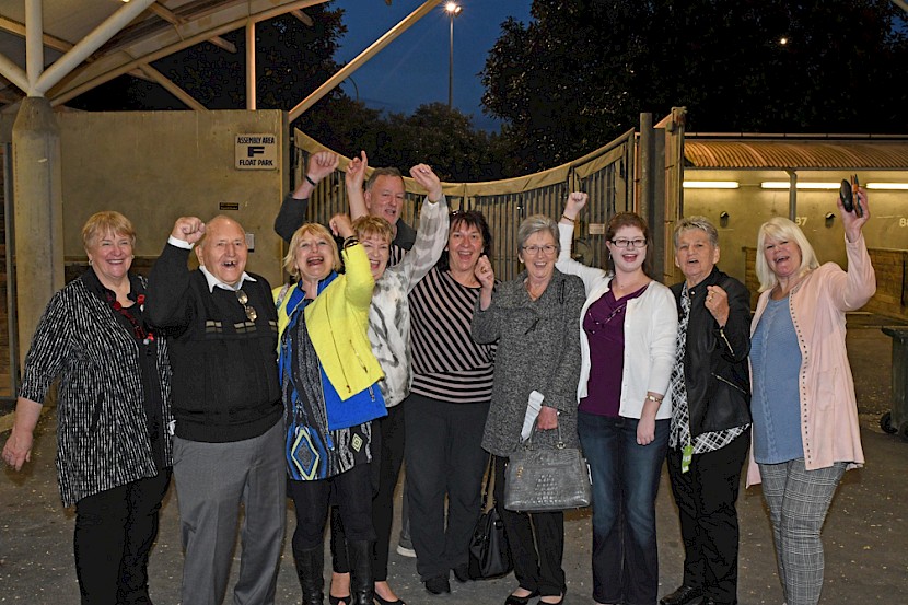 Make Way’s owners whooping it up after one of his wins at Alexandra Park earlier in the season.