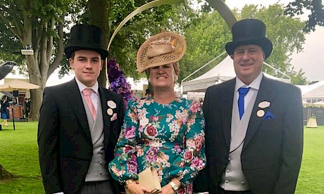 Stephen Gray with wife Bridget and son James at Royal Ascot.