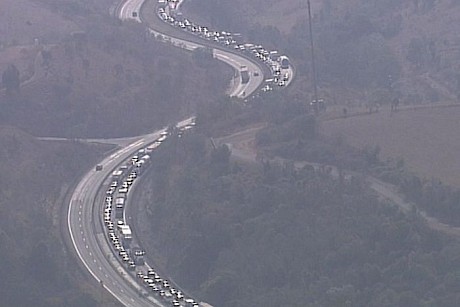 The fire near Marburg caused a major traffic jam when the main highway was closed.