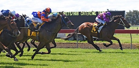 Faher Lenihan keeps responding for Robbie Hannam at Hawera on Saturday. PHOTO: Peter Rubery.