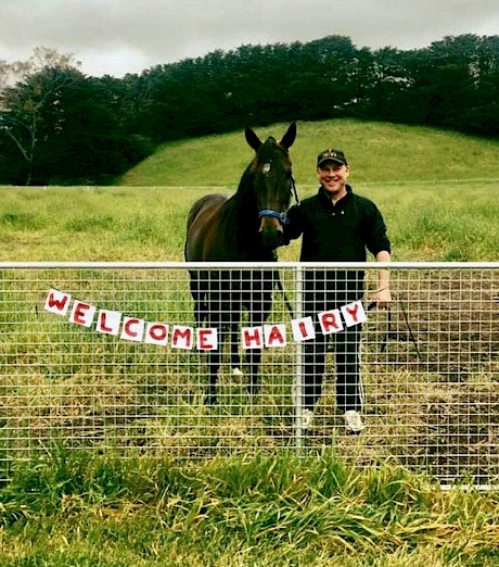 A welcoming sign for Mister Hairy Maclary after Smith and Butt rehomed him on his retirement.