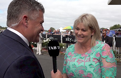Trainer Lisa Latta is interviewed by Trackside’s Aidan Rodley.