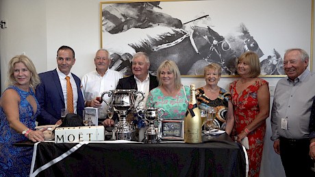The Platinum Invador camp with his spoils after the City Of Auckland Cup.