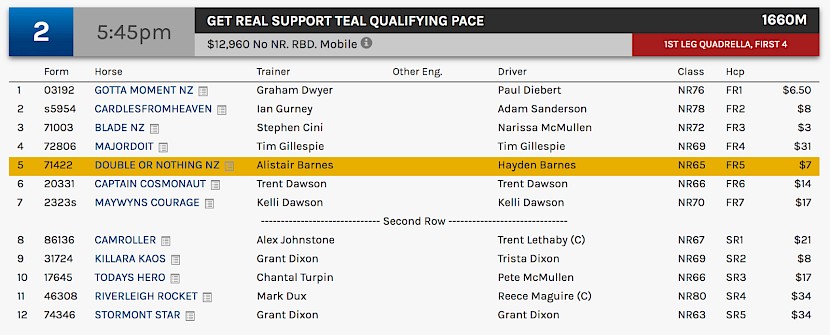 Double Or Nothing races at 8.45pm NZ time at Albion Park tonight.