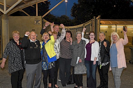 Some of the Make Way team whooping it up after one of his Alexandra Park wins.