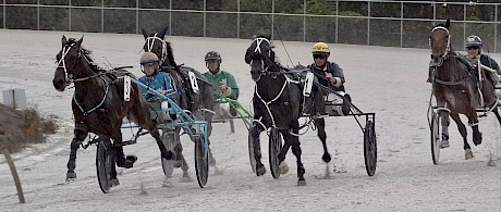 Mr Fantastic leads with the Lincoln Farms trio in hot pursuit, Bondi Shake (Andre Poutama) in the trail, Vanquish Stride (David Butcher) alongside him and Platinum Stride (Andrew Drake) sweeping round wide