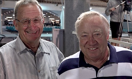Winners are grinners … Trainer Ray Green, left, with fellow owner John Street.