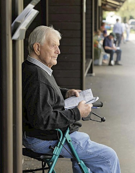 Roberts was a familiar sight with his walker in latter years, pictured here at the Karaka sale yard.