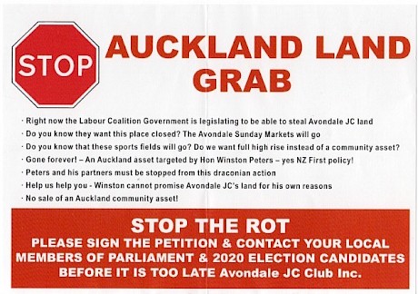 The flier which the Avondale Jockey Club handed out to raise awareness of the ‘land grab’.