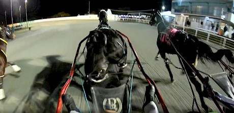 Sulky cam shows how driver Hayden Barnes saw the finish.
