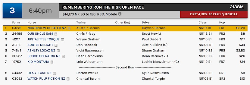 Northview Hustler races at 8.40pm NZ time at Albion Park on Saturday night.