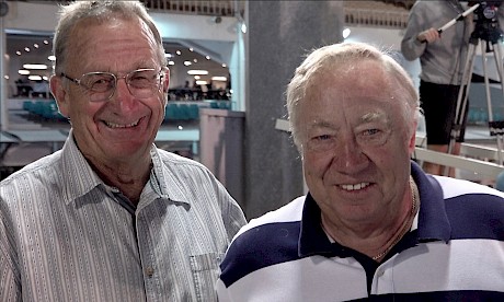 Trainer Ray Green, left, with Lincoln Farms’ boss John Street after American Dealer’s debut win.