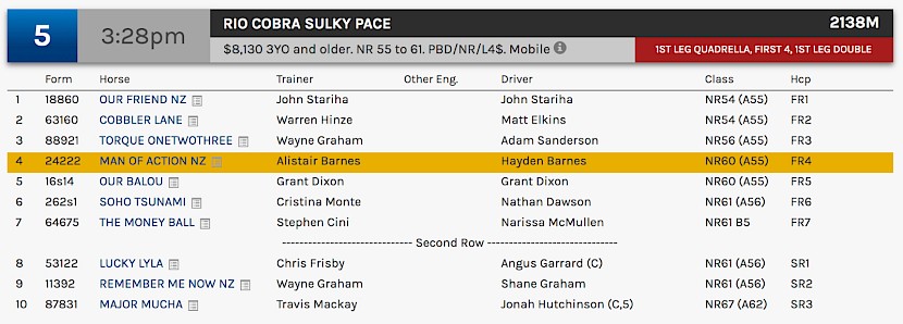 Man Of Action races at 6.28pm NZ time at Albion Park on Tuesday.