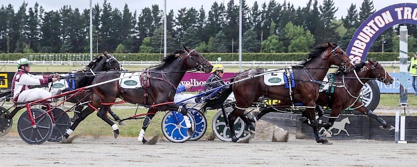 American Dealer finishes best to beat It’s All About Faith and Krug who was game sitting parked all the way. PHOTO: Ajay Berry/Race Images.