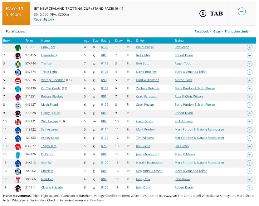 Copy That has drawn the ace in Tuesday’s IRT New Zealand Trotting Cup.