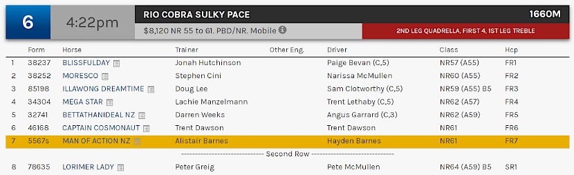 Man Of Action races at 7.22pm NZ time at Albion Park on Tuesday.