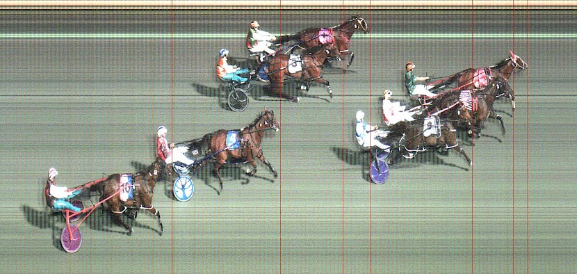The photo finish shows Larry Lincoln home by a head over Feelingforarainbow.