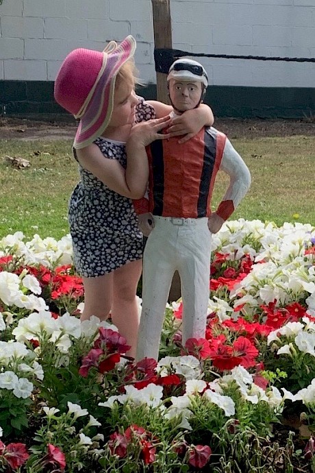 Eloise, 3, getting to know her dad’s racing colours.