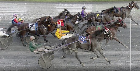 On a rain drenched Redcliffe track, Man Of Action, outer, finishes on strongly for Hayden Barnes to feature in the minor money.