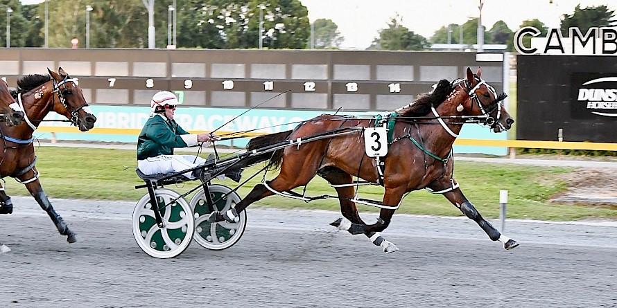 Copy That goes all the way in the Flying Mile at Cambridge, downing Self Assured and Thefixer. PHOTO: Chanelle Lawson.
