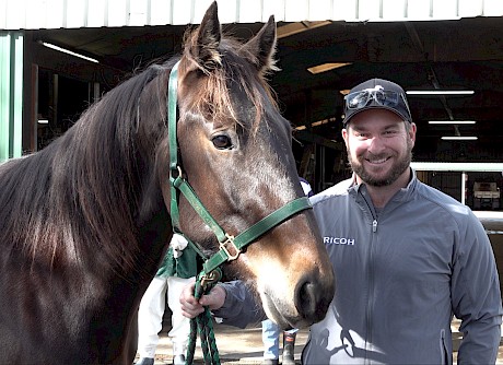 International golfer Ryan Fox with Franco Nandor. He was gifted a 20% share in the high priced yearling by Lincoln Farms’ John Street after winning the Wairakei Invitational last year.