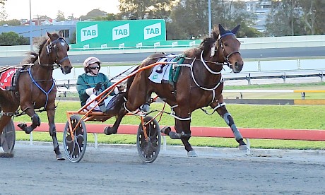 Tommy Lincoln highballing along in front tonight for driver Mark Dux. PHOTO: Dan Costello.
