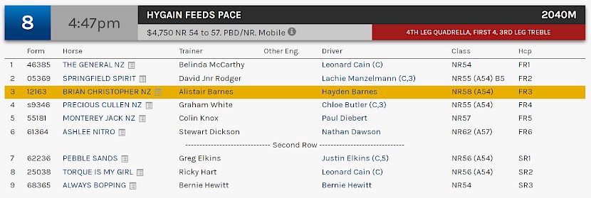 Brian Christopher races at 6.47pm NZ time at Redcliffe on Thursday.