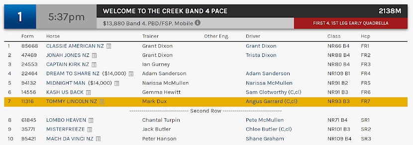 Tommy Lincoln races at 7.37pm NZ time at Albion Park on Saturday night.