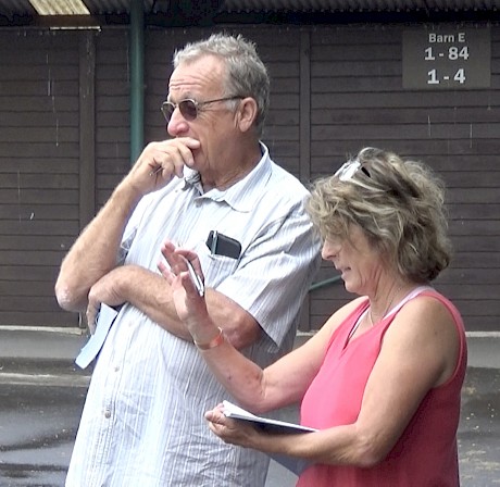 Super spotter Debbie Green gives hubby Ray the lowdown on a youngster at the sales.