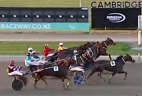 Riverman Sam, fourth but jammed up in a tight finish at Cambridge.