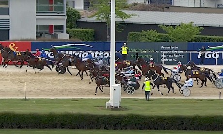 New Zealand Trotting Cup starts have often been a shambles, like this one two years ago when the outside horses got a flying start.