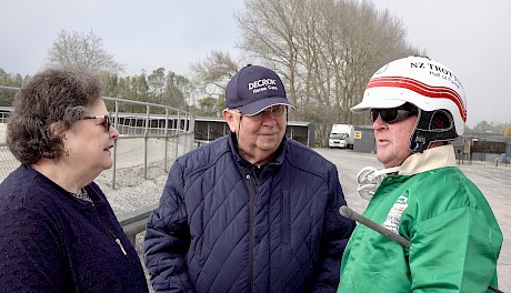 Merv and Meg Butterworth listen to Maurice McKendry’s report.