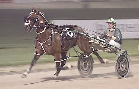 Copy That is going near track record time, under a hold, as he emerges from the fog near the finish last week.