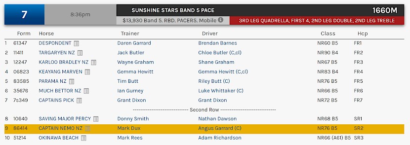 Captain Nemo races at 11.36pm NZ time at Albion Park on Saturday night.