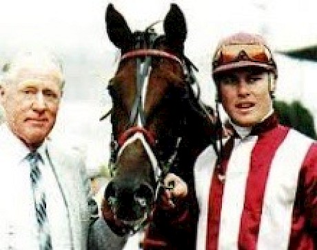 1994 and 1995 Hunter Cup winner Blossom Lady with driver Anthony Butt and trainer Derek Jones.