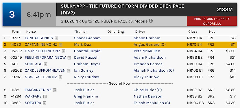 Captain Nemo races at 9.41pm NZ time at Albion Park on Saturday night.