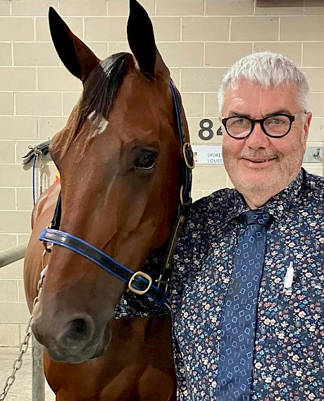 Trevor Casey with dual Miracle Mile runner-up Spirit Of St Louis last Saturday. The horse gives him runners in two $1 million races on April 14.