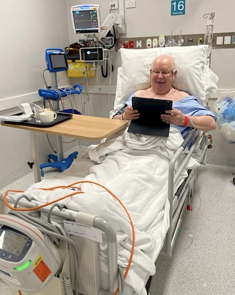 Owner Merv Butterworth watches the race from his Melbourne hospital bed.