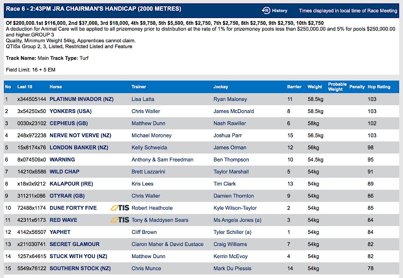 Platinum Invador races at 4.43pm NZ time at Doomben on Saturday.