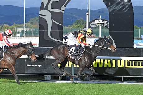 Fabian Hawk is cruising at the line, clear of Quota. PHOTO: Peter Rubery/Race Images.