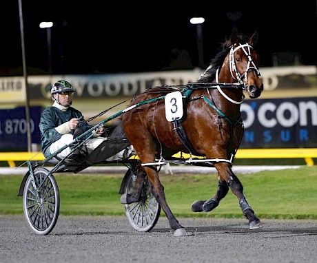 Leo Lincoln with racenight driver Andre Poutama … better than his form line would indicate. PHOTO: Ange Bridson/Race Images.