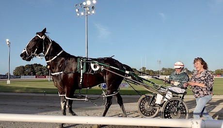 Green enjoys the winner’s walk back to the stables.