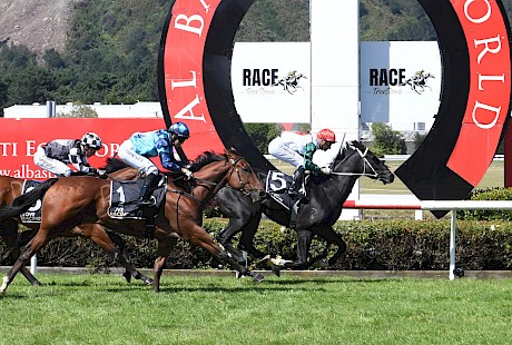 Billy Lincoln fights back to beat The Scunner and Sindee at Trentham. PHOTO: Peter Rubery/Race Images.