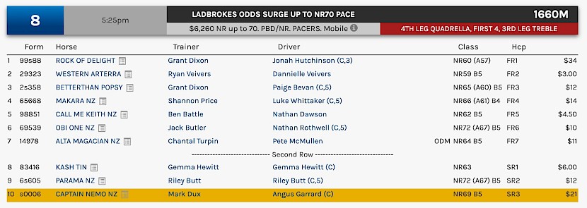 Captain Nemo races at 7.25pm NZ time at Albion Park on Friday night.