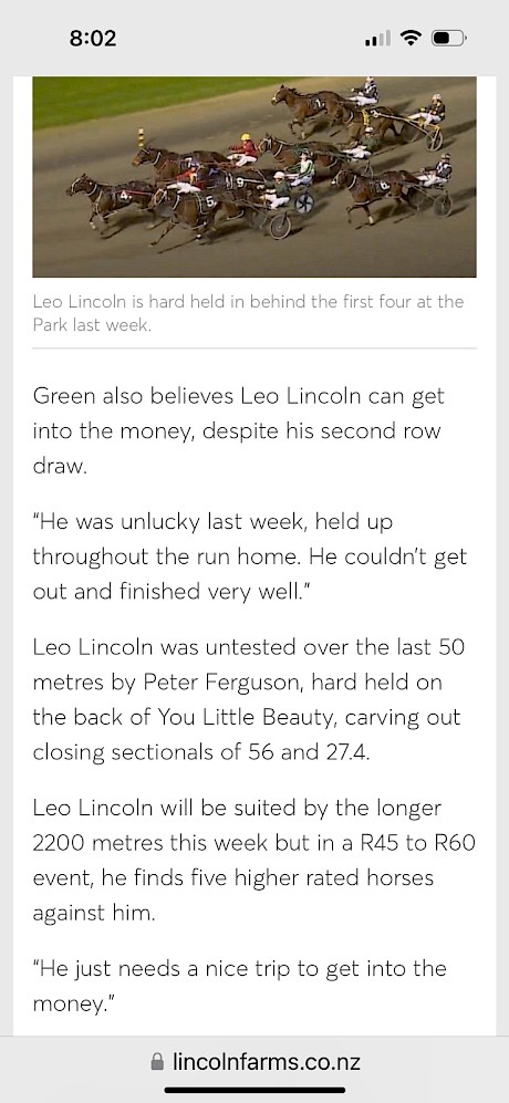What Ray Green said about Leo Lincoln’s chances on Friday night.